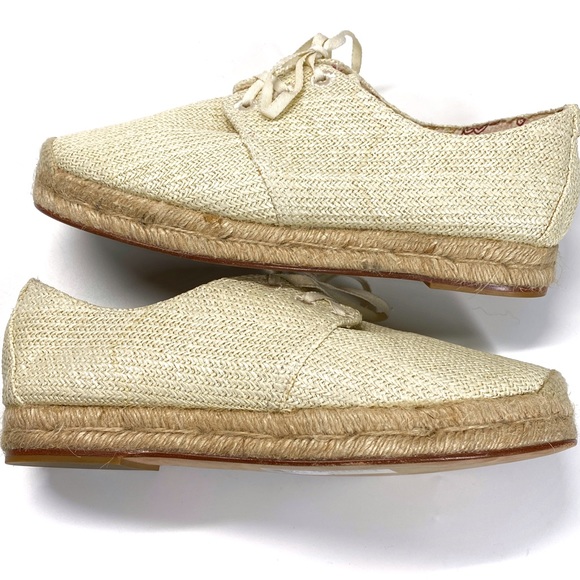 Joie Wallie Espadrille Raffia Platform Lace-Up Sneakers Size EU 39 Ivory - Picture 11 of 13